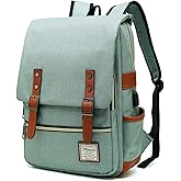 Mancio Vintage Laptop Backpack with USB Charging Port, Slim Tear Resistant Business Backpack for Travelling, College, Casual Daypacks for Men,Women, Fits up to 15.6Inch Notebook, Green