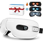 BOQUBOO Eye Massager with Heat and Cooling for Migraine Dry Eyes Relief, Rechargeable Bluetooth Music Migraines Relief Eye Massager Improve Sleeping Gifts for Women Men