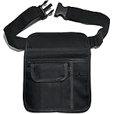 Ulifebetter Server Waist Pouch, Black Server Apron Short Canvas Pocket Apron Restaurant Aprons with Pockets Adjustable Belt W