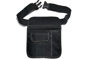 Ulifebetter Server Waist Pouch, Black Server Apron Short Canvas Pocket Apron Restaurant Aprons with Pockets Adjustable Belt W