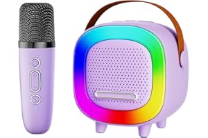 NTEEWAHY Mini Karaoke Machine Speaker for Kids Adults, Portable Bluetooth with 1 Wireless Microphones, Children's Day Birthday Gift Ideas for Toys for Teens Boys and Girls Aged 4, 5, 6, 7, 8, 9, 10, 11, 12+