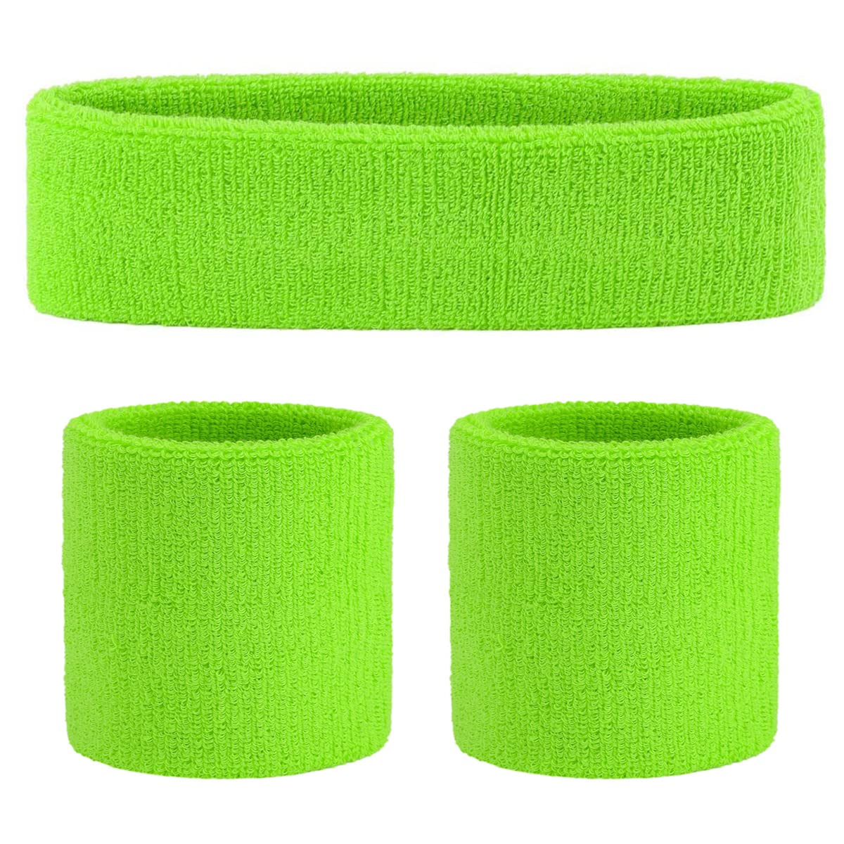 ONUPGO Sweatband Set (3 Pieces) Sports Headband Wrist Striped Sweatbands Terry Cloth Wristband Athletic Exercise Basketball Wrist Sweatband and Headbands Moisture Wicking Sweat Absorbing Head Band