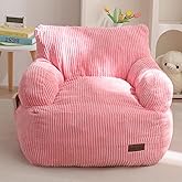 MAXYOYO Kids Bean Bag Chair, Stuffed Toddler Bean Bag Sofa with Filler Bean Bag Chair for Boys and Girls, Lazy Sofa with Pocket Floor Chair for Gaming, Reading, Pink