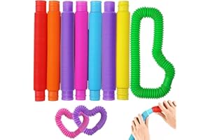 Vanblue Large 8 Pcs Pop Tubes Sensory Fidget Tubes Summer Toddler Toys Party Favors with Autism Classroom Prizes Gifts Goodie Bag Stuffers Anxiety Stress Relief Toys for Kids Adults