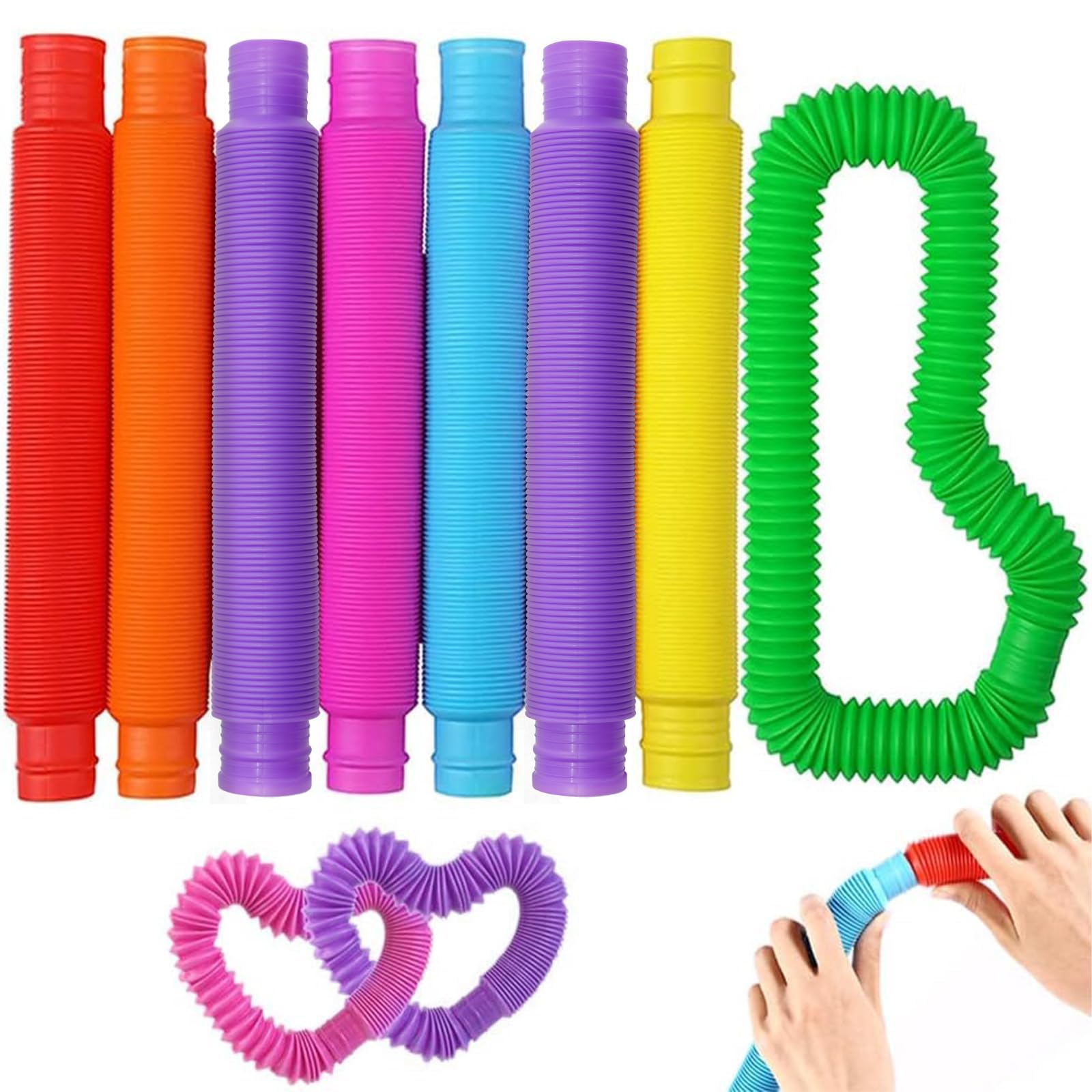 Photo 1 of Vanblue Large 8 Pcs Pop Tubes Sensory Fidget Tubes Summer Toddler Toys Party Favors with Autism Classroom Prizes Gifts Goodie Bag Stuffers Anxiety Stress Relief Toys for Kids Adults