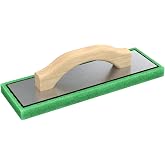 Bon Fine Green Foam Float 12 in. x 4 in. x 3/4 in. with Wood Handle and Durable Aluminum Backing for Smooth Finishing