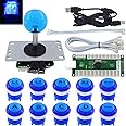 SJ@JX Arcade Stick DIY Kit 10x Buttons with Logo LED MX 8 Way Joystick USB Encoder for PC MAME Raspberry Pi Color Mix