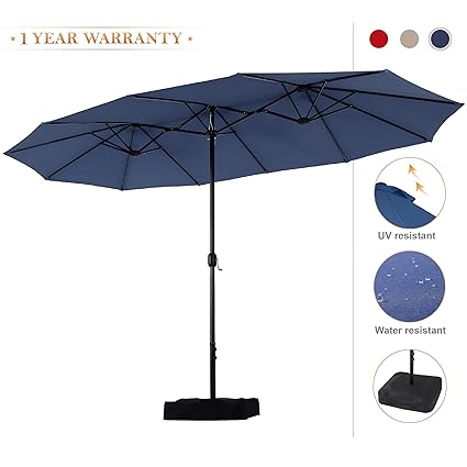 Umbrella Base Included Blue Phi Villa 15ft Patio Umbrella Double Sided Outdoor Market Extra Large Umbrella With Crank Patio Lawn Garden Patio Furniture Accessories
