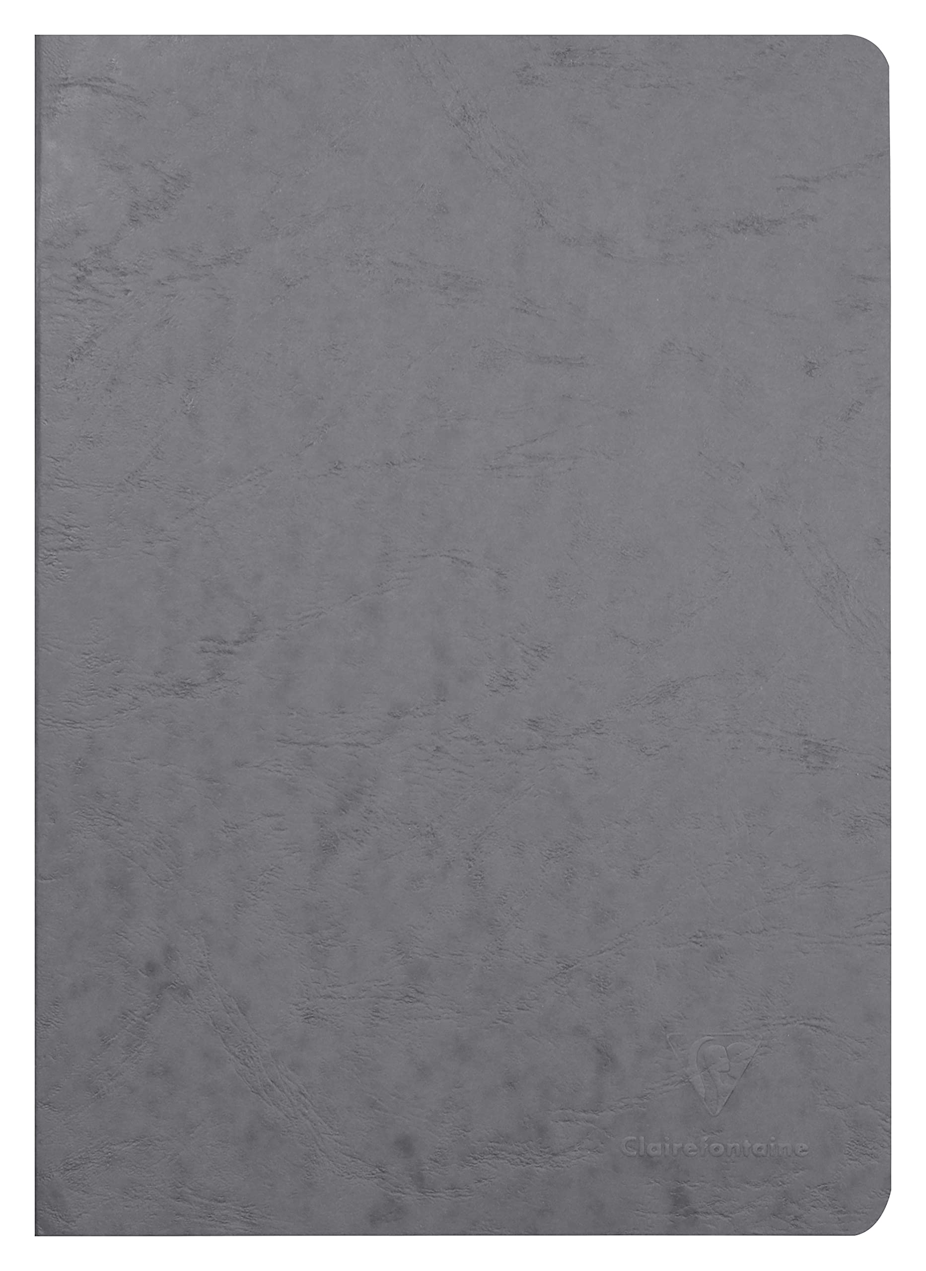 Clairefontaine 733005C Age Bag Collection A Grey Stapled Notebook - A4 21x29.7 cm - 96 Plain White Pages - 90 gsm Paper - Leather Grain Glossy Card Cover