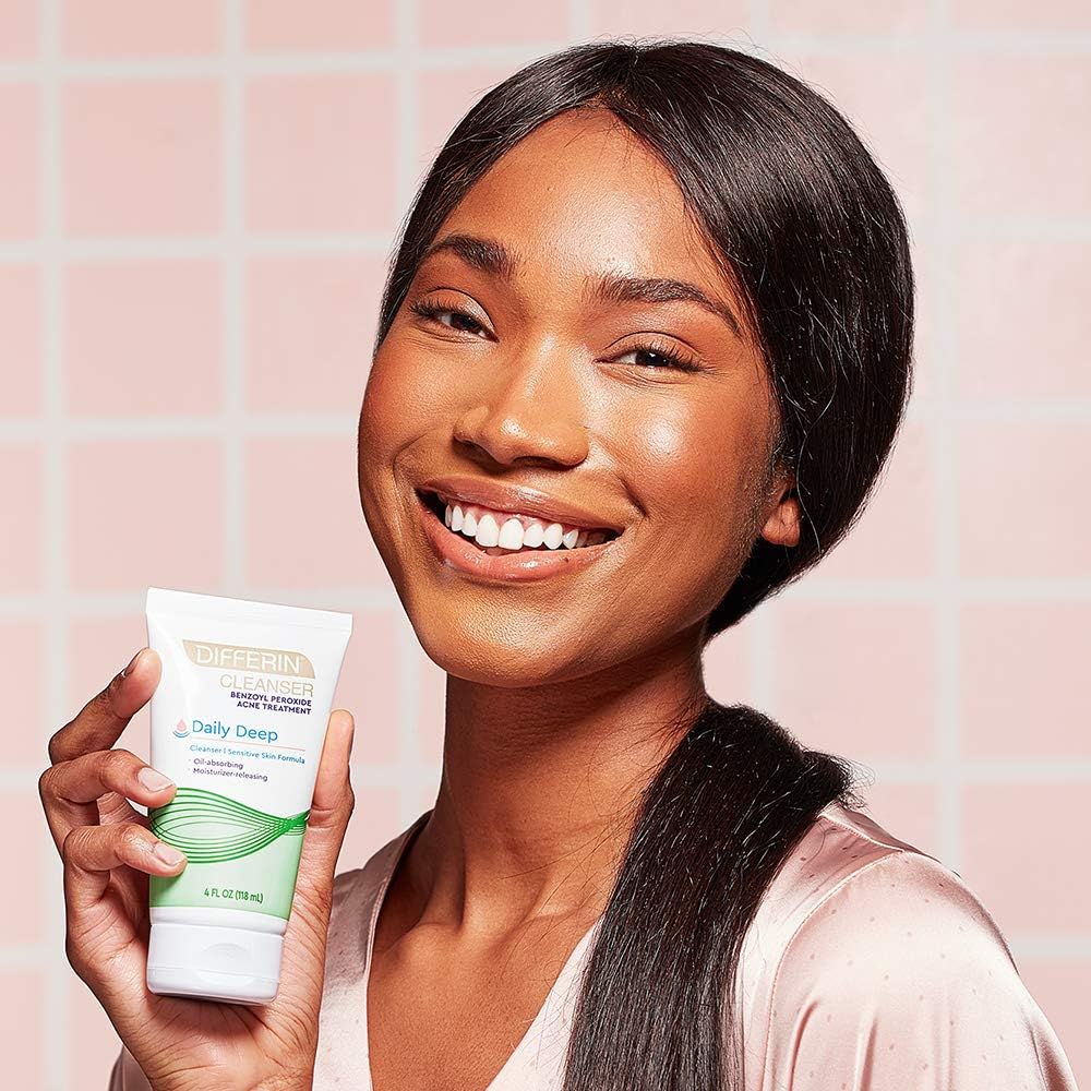 Facial Cleanser by Differin, Acne Face Wash w/ Benzoyl Peroxide, Sensitive Skin Formula, 1 pack, 4Oz, Basic (60600): Beauty