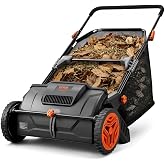 VEVOR Push Lawn Sweeper 21" Leaf &amp; Grass Collector 3.5 cu. ft. Hopper Bag | Adjustable Brush Height &amp; 2 Spinning Brushes, Manual Yard Sweeper for Leaves, Grass Clippings and Lawn Debris