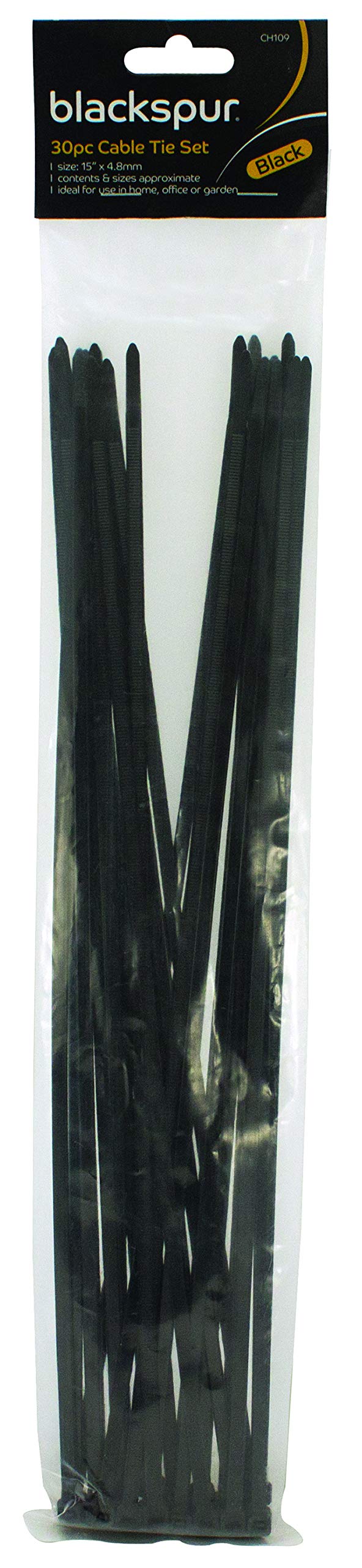 30 Pack Black Cable Ties 380mm x 4.8 mm