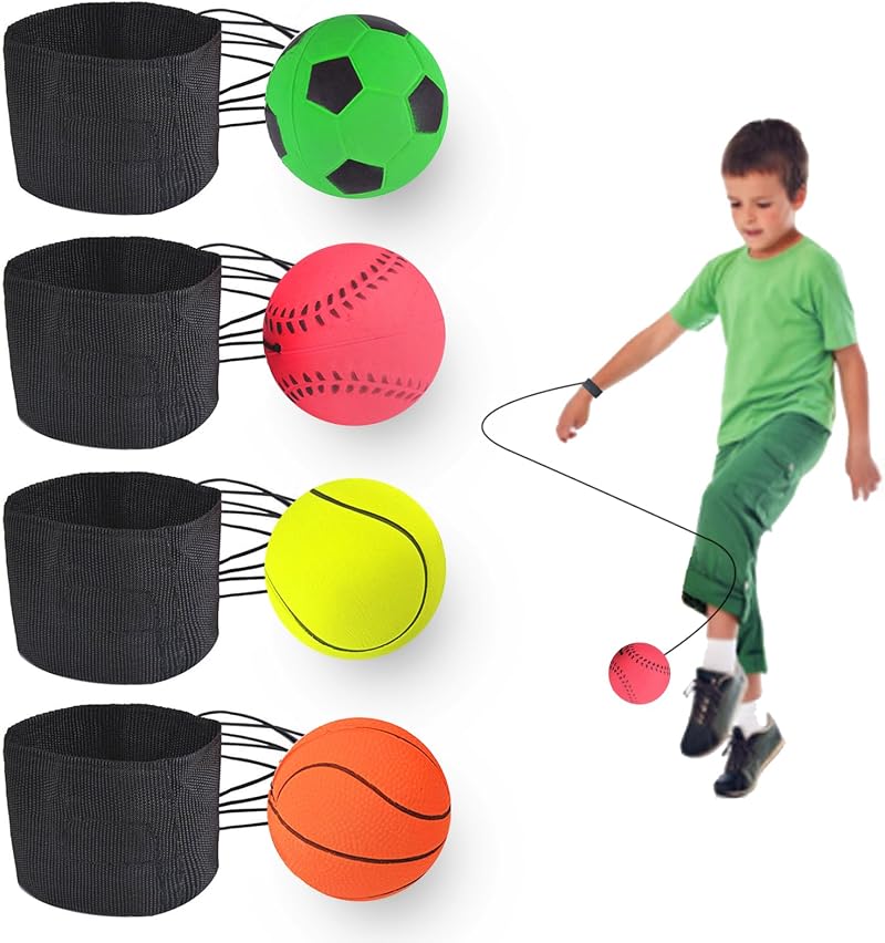 Jastown 4 Pcs Rebound Wrist Ball Set with Elastic String – Hand Eye Training