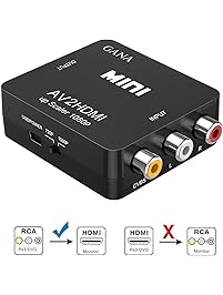 RCA to HDMI, GANA 1080P Mini RCA Composite CVBS AV to HDMI Video Audio Converter Adapter Supporting PAL/NTSC with USB Charge Cable for PC Laptop Xbox PS4 PS3 TV STB VHS VCR Camera DVD