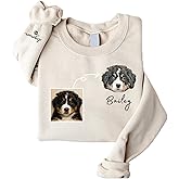 Lullabymall Personalized Dog Photo Sweatshirt, Custom Art Portrait Dogs Cats Sweatshirt, Gift for Mom, Pets Name Sweatshirts for Women, Pet Portrait in Water Color