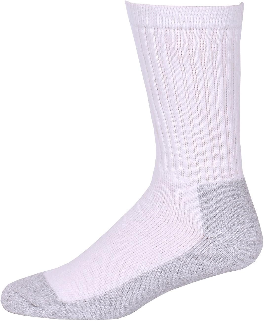 White Crew with Gray Bottom Sox Plus Thick Reinforced Gray Bottom
