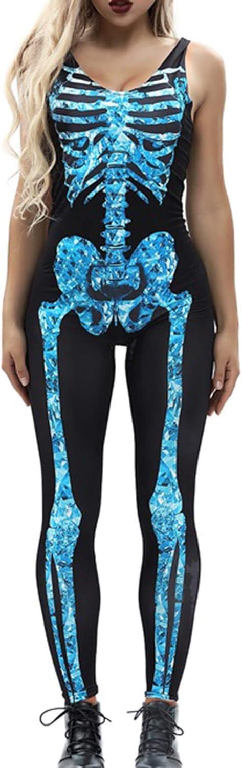 Mädchen Halloween Kostüm Regenbogen Skelett Overall - Für Kinder Party & Cosplay