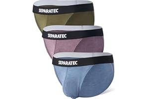 Separatec Men's Bikini Briefs Dual Pouch Bulge Enhancing Soft Support Breathable Mens String Bikini Briefs Tagless 3 Pack