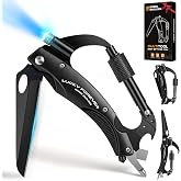 Carabiner Multitool with Pocket Knife, 7-in-1 EDC Carabiners with Folding Knife &amp; Window Breaker &amp; LED Light, Camping Essentials Gadgets, Survival Knife for Fishing Hiking, Fathers Gifts for Men Women