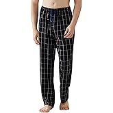 Jveyvth Mens Pajama Pants Flannel Cotton Plaid Sleep & Lounge Pants, PJ Bottoms with Pockets and Button Fly