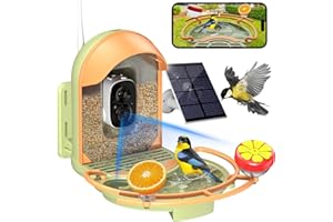 Bird Feeder with 2K Camera, Solar Powered Wireless Birds House with APP Control, Night Vision, Motion Detection Alerts, IP66 
