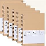 ZCZN A5 6 Pack Plain Paper Notebook 60 Sheets 120 Pages Spiral 80gsm