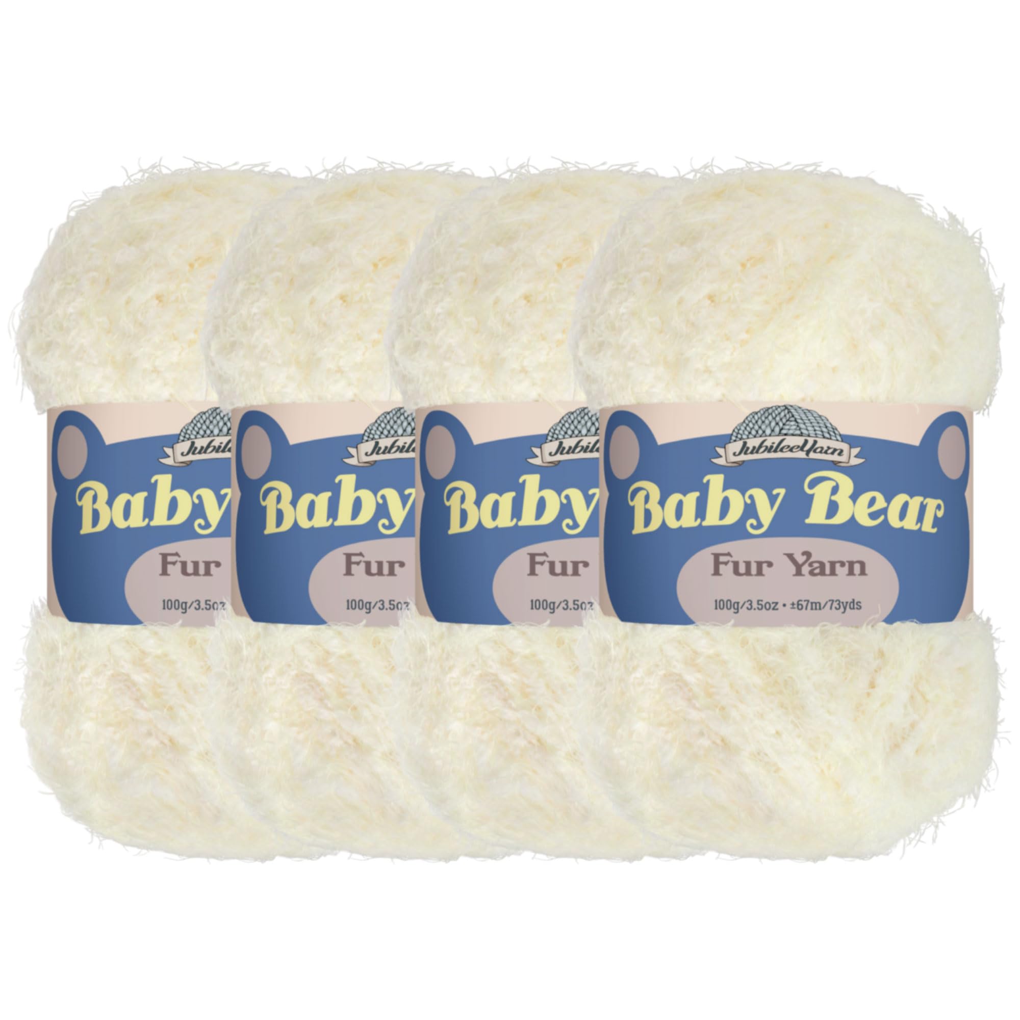 JubileeYarn Baby Bear Yarn - Chunky Weight Polyester Fur - 100g/Skein - Cream - 4 Skeins — image 1