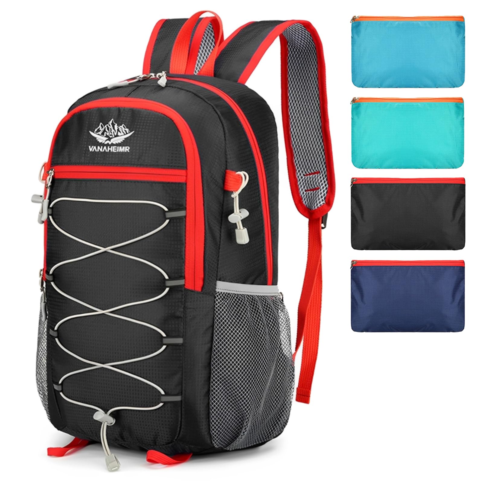 CINGHI LUSSO 25L Travel Backpack Foldable Rucksack for Men Women Ultra Lightweight Backpack for Travelling Camping Hiking Outdoor Bag Small Backpacks Waterproof Back Pack (Black)