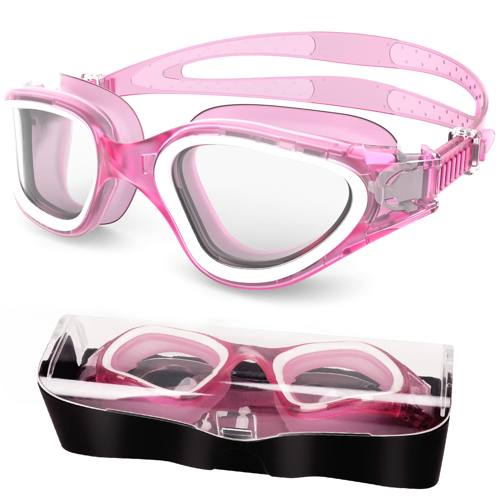 HotSrace Swimming Goggles Anti Fog Anti UV No Leakage,Swim Goggles Soft Silicone Clear Vision Easy to Adjust for Adult Men Women Teenager — image 1