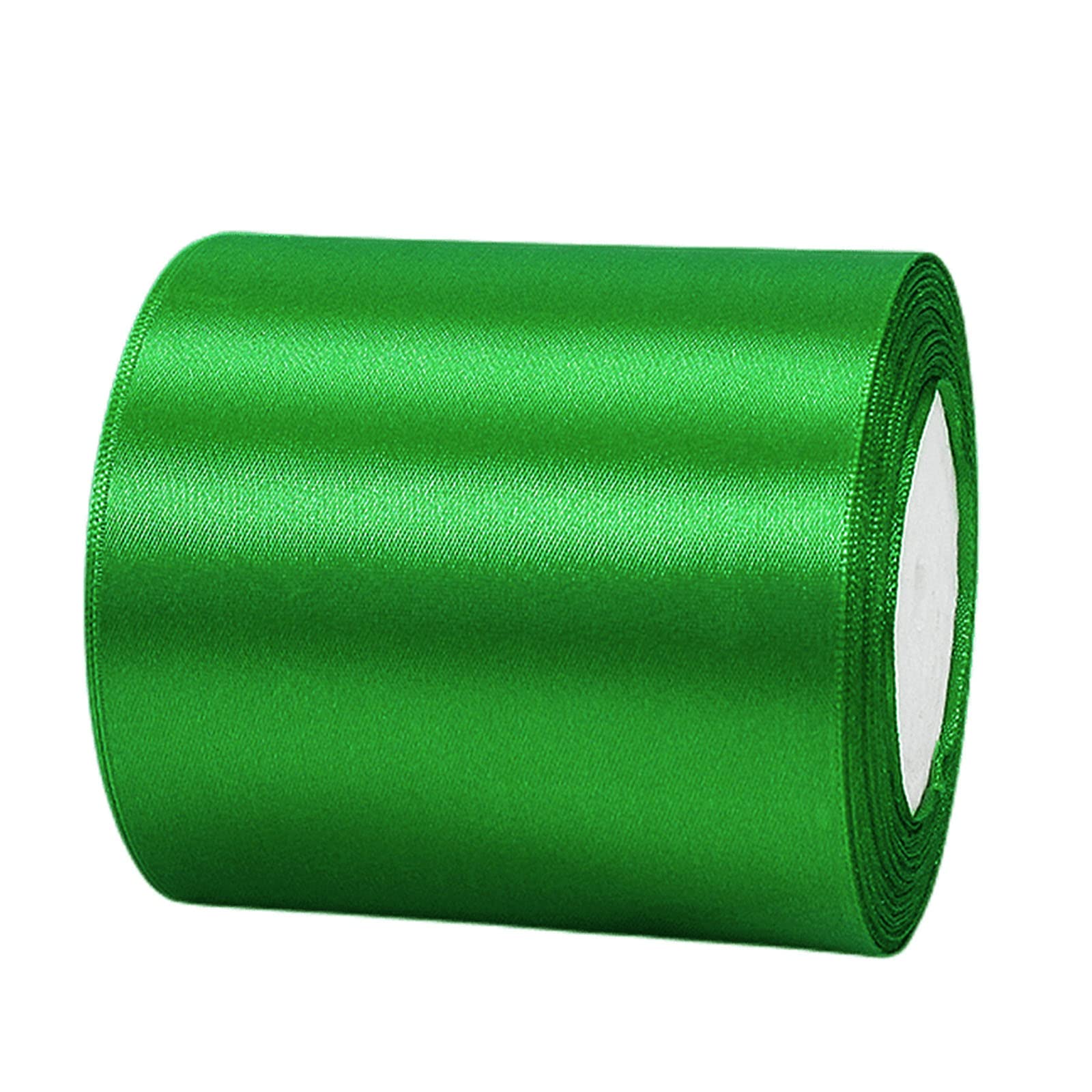 100mm Wide Thick Green Ribbon for Gift Wrapping,22m 4Inch Large Fabric Satin Ribbon Green Bow for Gift Wrapping,Ribbons for Crafting,Hair,Bouquets,Wedding Car,Presents,Cake,Christmas Decorations