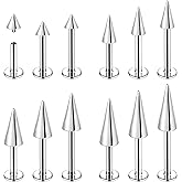 ZS 16G/18G Spike Lip Rings Cartilage Tragus Helix Piercing, Stainless Steel Spike Stud Earrings Internal Thread Snake Bite Piercing Jewelry for Women Men
