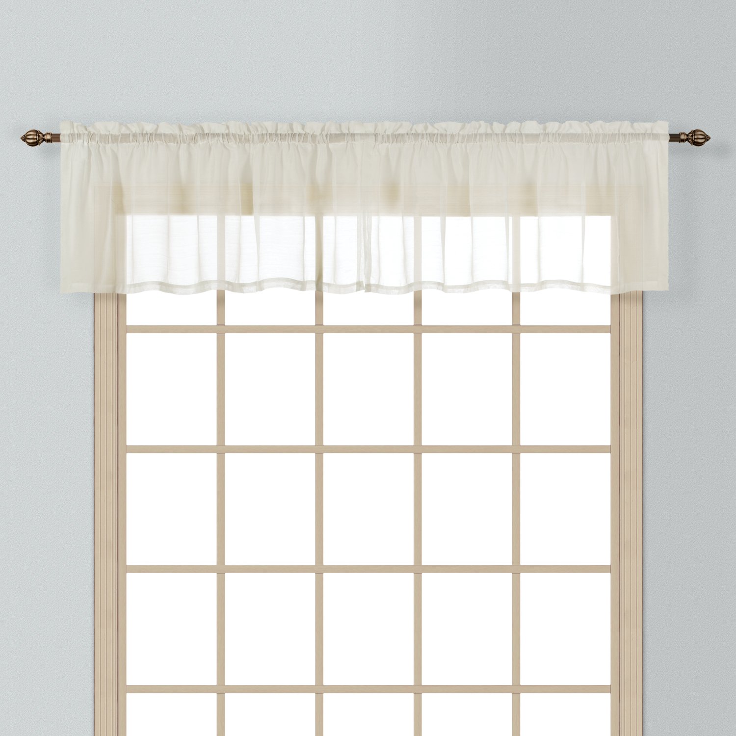 United Curtain Batiste Semi-Sheer Straight Valance, 54 by 16-Inch, Natural