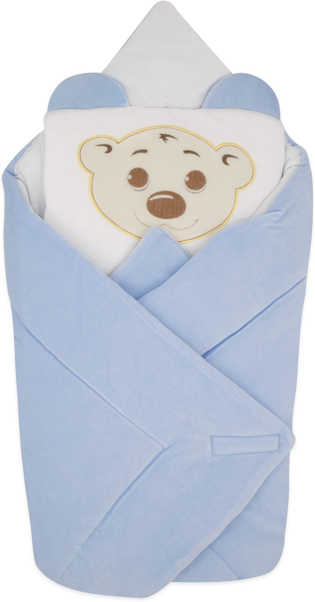 BlueberryShop Velour Baby Swaddle Wrap Bedding Blanket with Pillow, Sleeping Bag for Newborns, Intended for Kids Aged 0-3 Months, Baby Shower, 78 x 78 cm, Blue