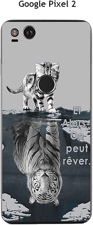 Coque Google Pixel 2 Design Chat Tigre Blanc Fond Gris Et Alors Amazon Fr High Tech