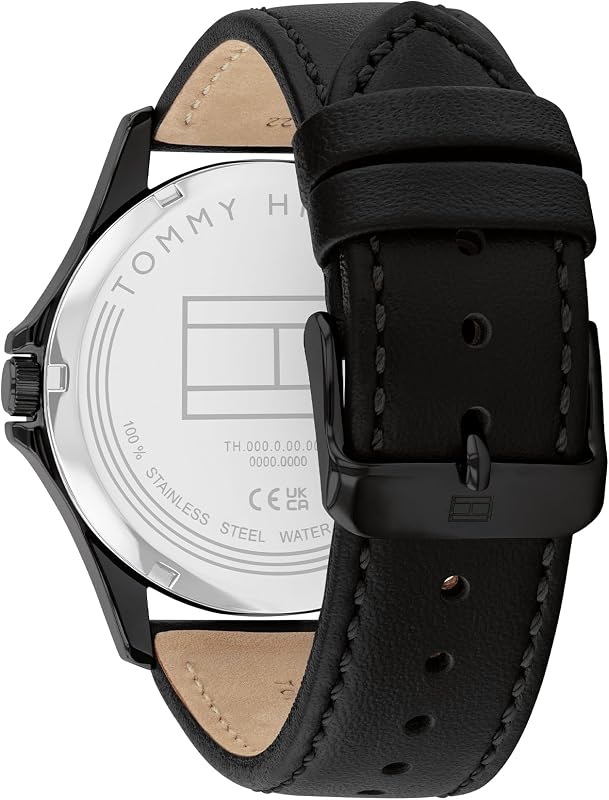 Montre à Mouvement à Quartz Trois Aiguilles pour Homme avec Bracelet en Cuir Noir - 1792190 — photo 3 sur 6