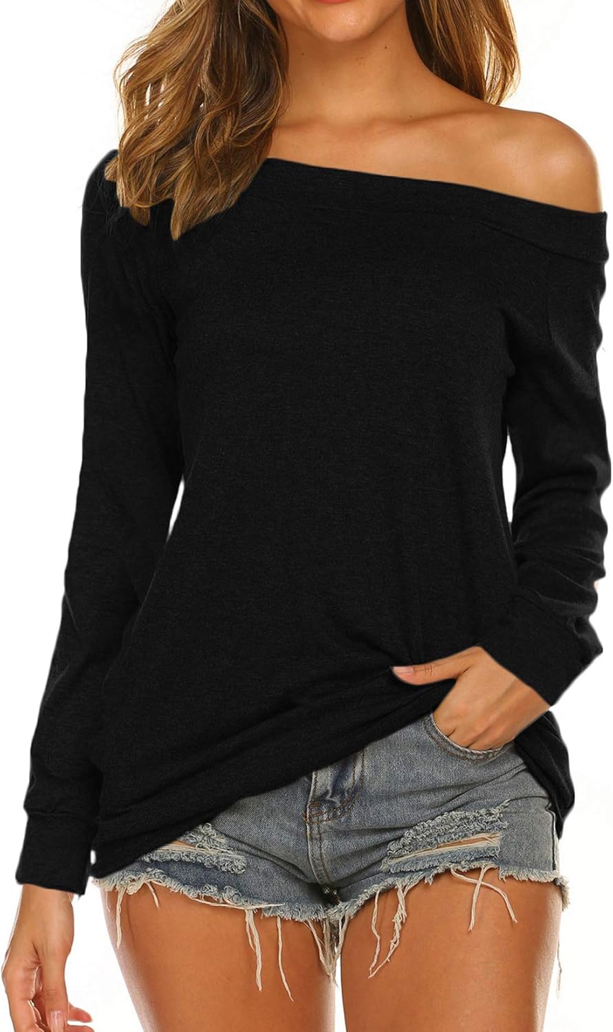 Halife Women's Long Sleeve Boat Neck Off Shoulder Blouse Tops at  Women’s Clothing store
