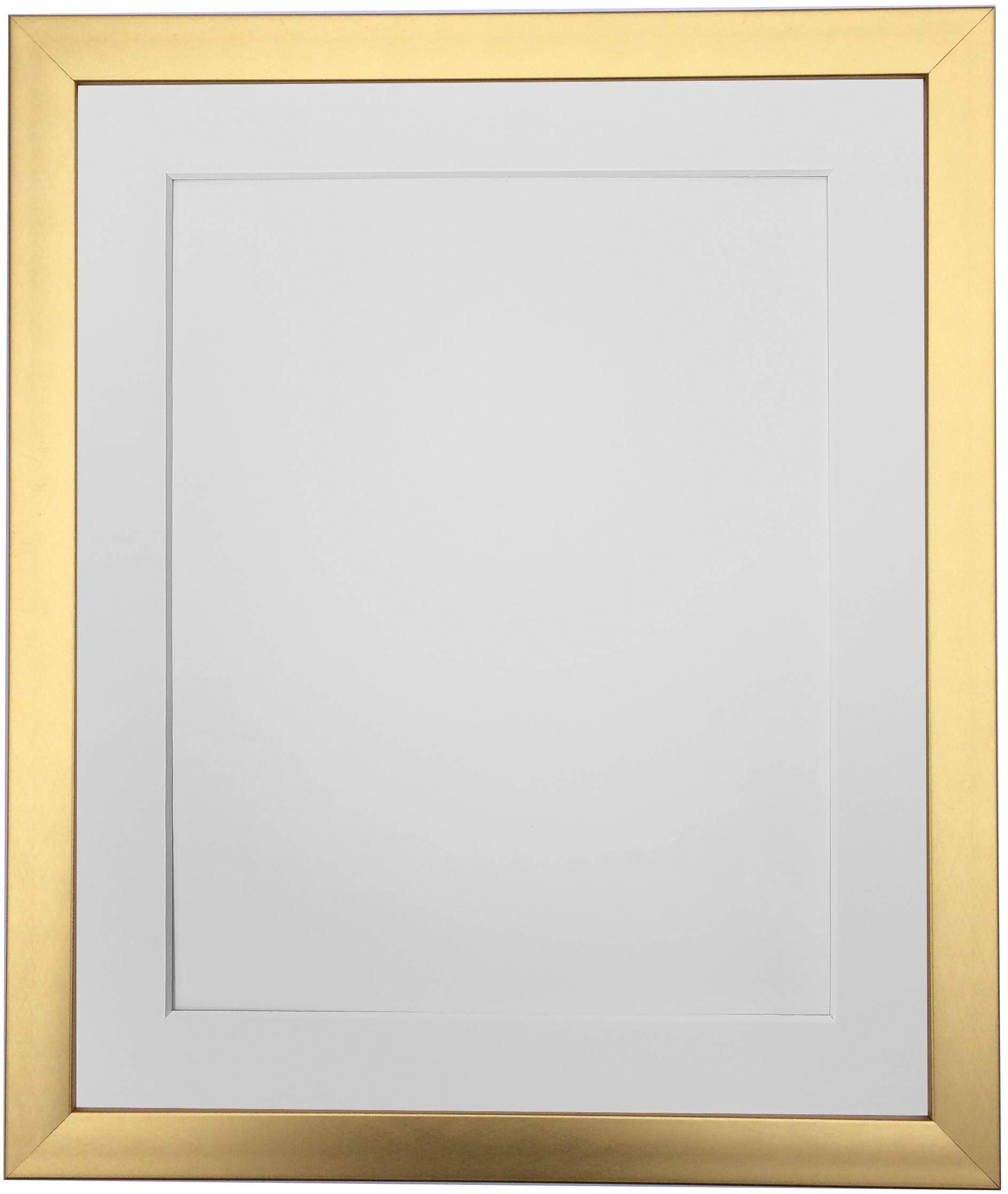 FRAMES BY POST 0.75 Inch Gold Picture Photo Frame With White Mount A3 Image Size A4 Plastic Glass