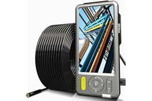 50FT Sewer Camera 5'' Larger IPS Screen, DXZtoz Dual-Lens Endoscope Camera for Drain Pipe Plumbing Plumbers Inspection, 1080P Waterproof Semi-Rigid Snake Camera with Light[Upgraded]