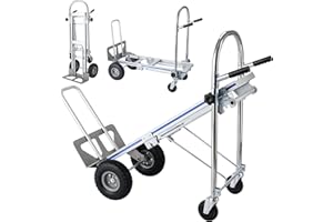 SHZOND 3 in 1 Hand Truck, Convertible Hand Trucks 1000 LBS Capacity, Heavy Duty Hand Truck Dolly Durable Aluminum and Steel Construction with 10" Pneumatic Wheels