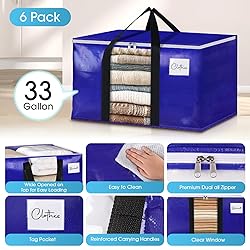 BlissTotes 6 Pack Moving Bags with Clear