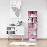 Furinno LUDER 5-Cube Bookshelf White/Pink 40.1W x 132.1H x 23.9D cm view 8