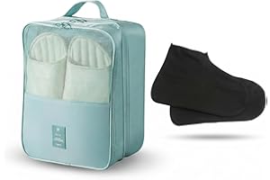 IFYON Women's Shoe Storage Bag (Sky Blue), Holds 2 Pairs of Shoes; Includes 1 Pair Silicone Rain Shoe Covers for Convenient T
