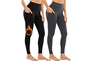 YEZII Fleece Lined Leggings with Pockets for Women,High Waisted Winter Yoga Pants