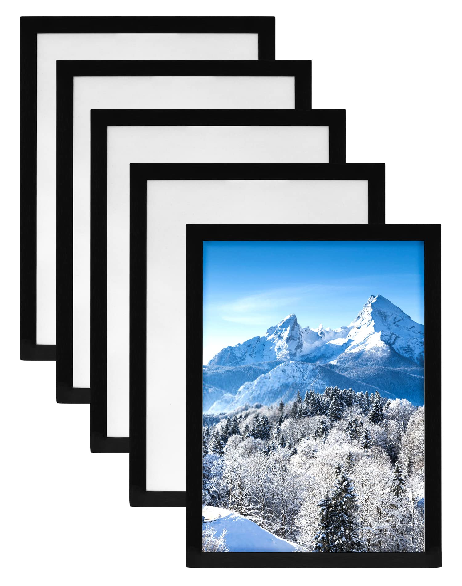 QWORK® Magnetic Display Frames, Window Display Holder Fits A4 Size Certificates, Ads, Pictures, Photos (5Pcs Black)