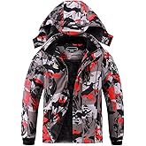OHSNMAKSL Boy's Waterproof Ski Jacket Warm Winter Snow Coat Kids Fleece Snowboarding Jackets Thick Hooded Windproof Coats