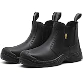 DRKA Men's Chelsea Steel Toe Work Boots – Waterproof, Slip-Resistant, Anti-Puncture Safety Shoes for Construction & Outdoor Work