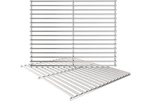KIKIBRO 19.5/17.5/17" Grill Cooking Grates Replacement for Weber Genesis 300 Series, Genesis E310 E320 S310 S320 Replacement Parts for Weber 7528/7524, 304 Stainless Steel Grids, Set of 2, 19.5 Inch