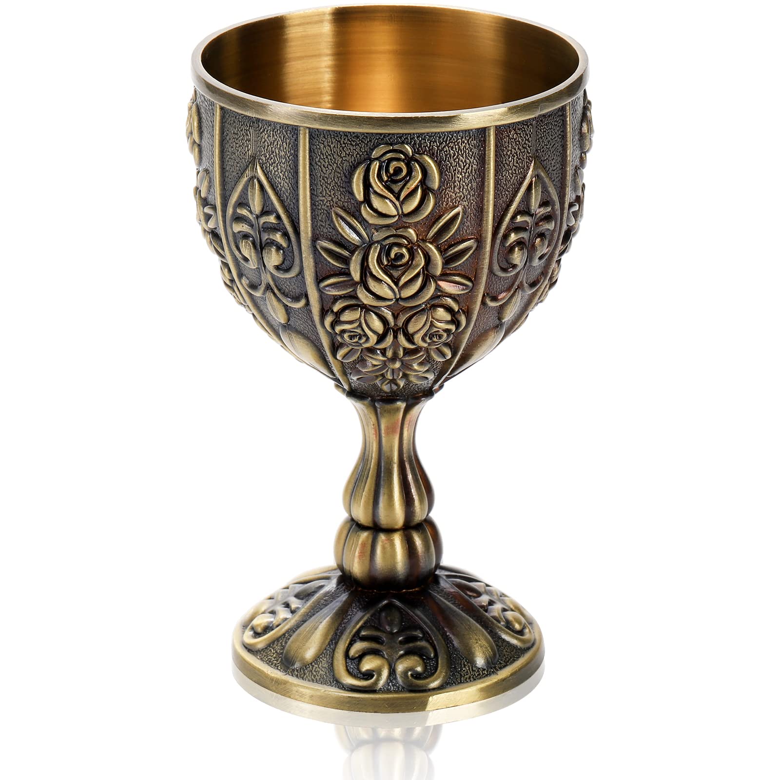 Photo 1 of Yopay Handmade Goblet Chalice, Vintage Engraving Wine Liqueur Cup, 3.4OZ Food Safe Sturdy Drinking Vessel Shot Glasses for Buddha Weddings Home Decor Blessings