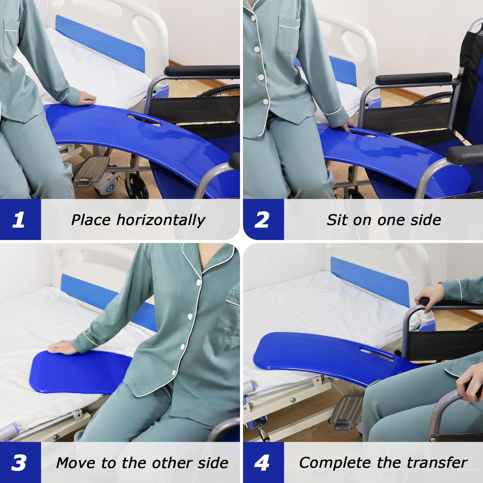 YHK Sliding Transfer Boards, Sliding Boards to Transfer to Wheelchairs, Seniors from Bed to Chair, Car, Slide Assist Device, Sliding Boards Hold up to 330 lbs (Blue)
