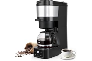 ATSENT Grind and Brew Coffee Maker,Drip Coffee Maker with Grinder Built In,5-Cup Programmable Coffee Machine with Brew Streng